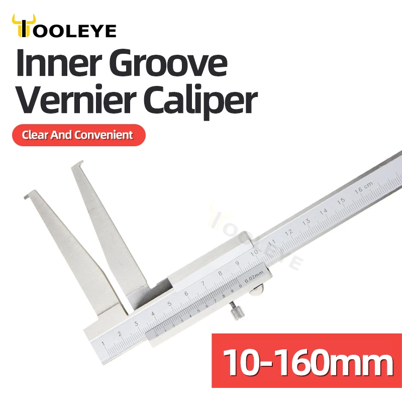 10-160mm Inside Groove Vernier Calipers Stainless Steel Long Claw High Accuracy 