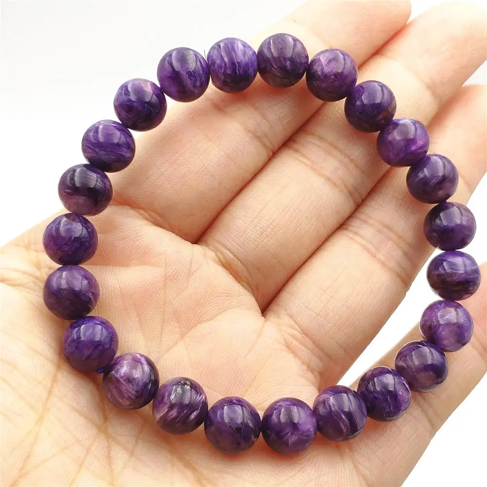 

Top Quality Natural Purple Charoite Gemstone Charming Round Beads Jewelry Bracelet 8mm Women Men Russian Healing Stone AAAAA