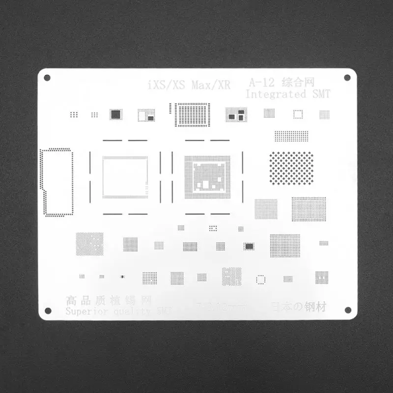 A12 IC Chip 2D CPU Planting Tin Mesh BGA Reballing Stencil Template for iPhone XS/XS MAX/XR Motherboard