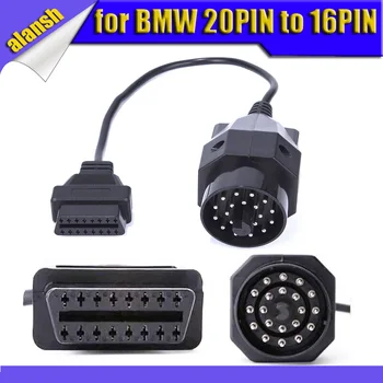 

2019 High Quality 20Pin OBDII OBD2 Round Adapter Extended Converter Cable To 16Pin for BMW Extension Cable