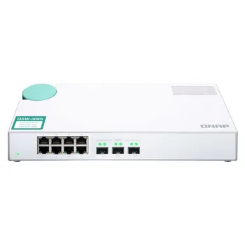 QNAP QSW-308S 10GbE Switch, with 3-Port 10G SFP+ (One 10GbE SFP+/RJ45 Combo Port) and 11-Port 5-bay NAS Gigabit Unmanaged Switch 1