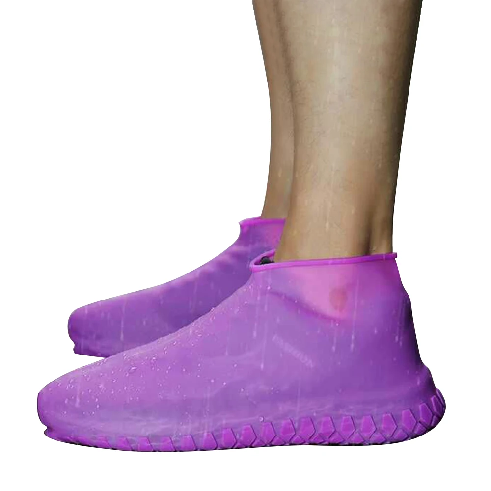 Purple Силиконовые Бахилы для обуви Водонепроницаемый многоразовый пылезащитный чехол от дождя эластичная обувь охватывает обувь Защищённая аксессуары пылезащитные заглушки 25-45Yard - Цвет: Purple