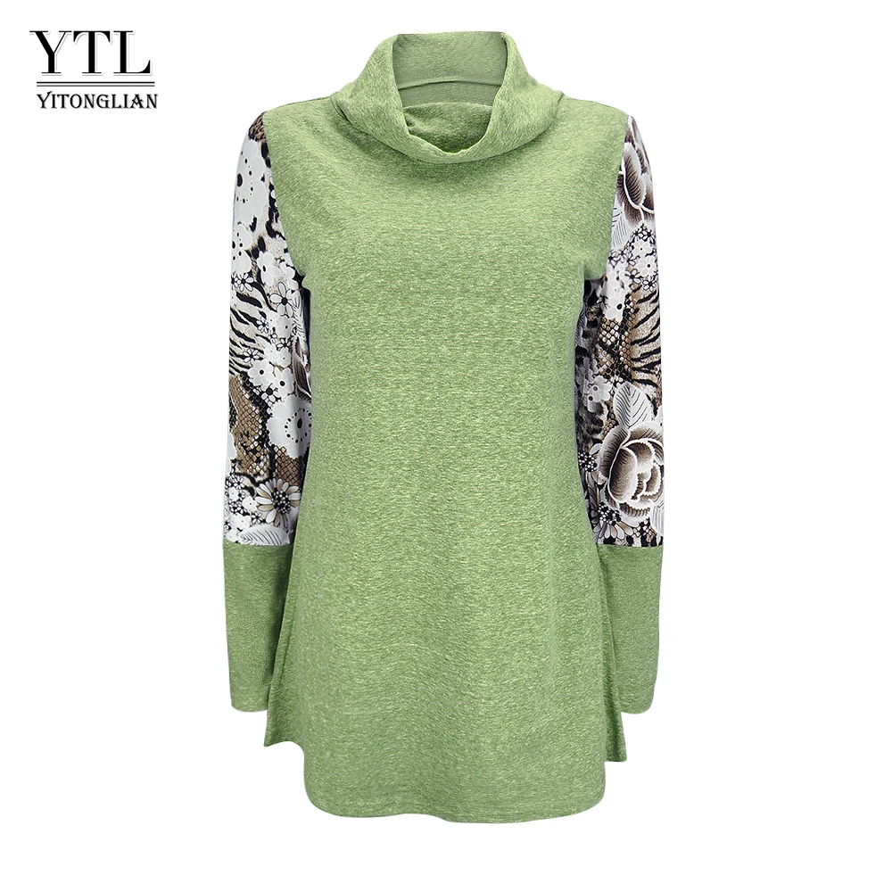 

YTL Womens Tops Turtlenecks Long Sleeve Patchwork Tunic Top Soft Cotton Layered Jumper Basic T-shirt Casual Upper Garment H258