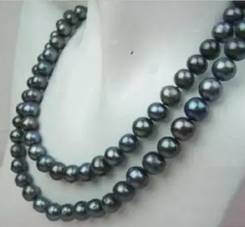 

Fashion jewelry Free Shipping AA+ 8-9MM TAHITIAN BLACK PEARL NECKLACE 36 Inch