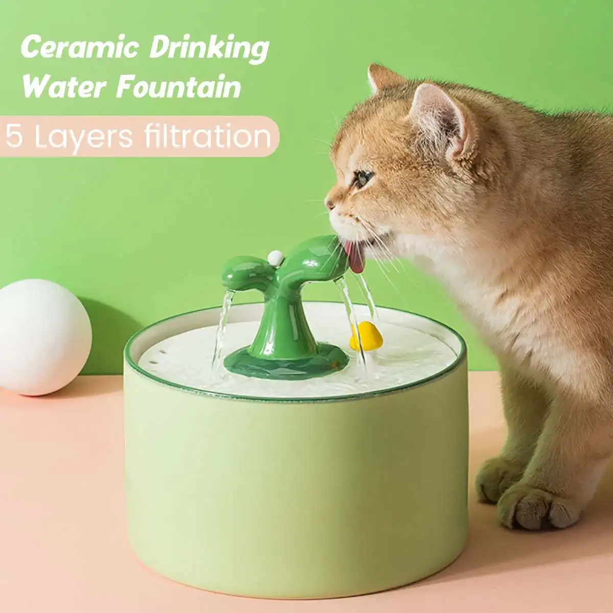1/1.5L Electric Ceramic Cat Drinking Water Fountain For Cats Dogs Drinking Bowl Automatic Cat Water Fountain Dispenser Pet Bowl