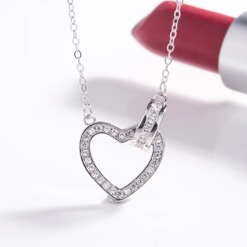 Queen S925 Серебряное ожерелье, стиль, романтическое сердце, колье, женская простая подвеска,, серебро, опт