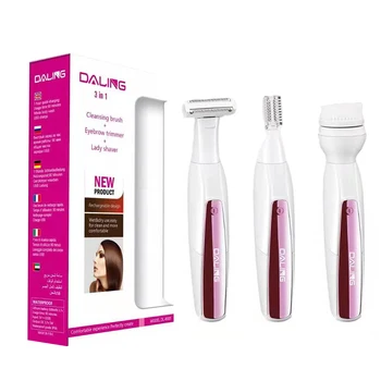

3in1 rechargeable women's razor hair trimmer eyebrows trimmer for lady shaver female hair removal for face body bikini washable