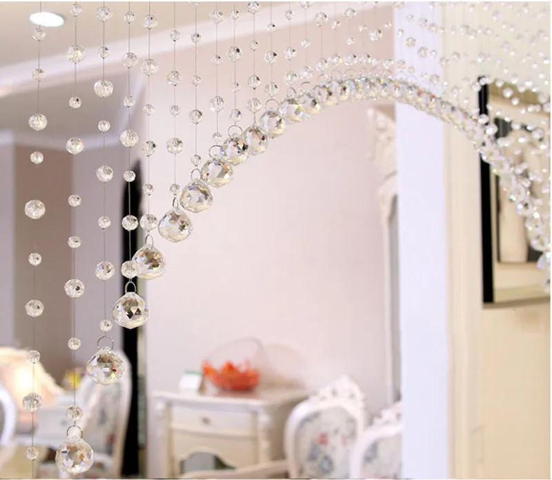 

Luxury Glass Beads Door String Tassel Curtain Wedding Divider Panel Room Decor Left and Right Biparting Open Bead Rope glass bea