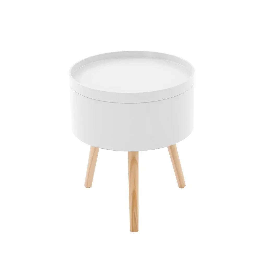 

AsyPets with Storage Room Side Coffee Table Storage Decor with Serving Tray Round