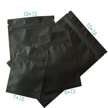 

100Pcs/Lot Matte Black Aluminum Foil Zip Lock Packing Bag Resealable Zipper Mylar Pack Pouch Self Seal Storage Package Bags