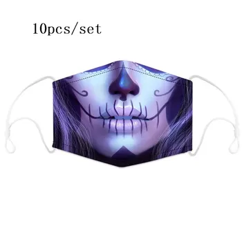 

10pcs/set New Protective Masks 3D Printed 5 layers filter Dustproof masque Cartoon printed Filter Mask for adult children