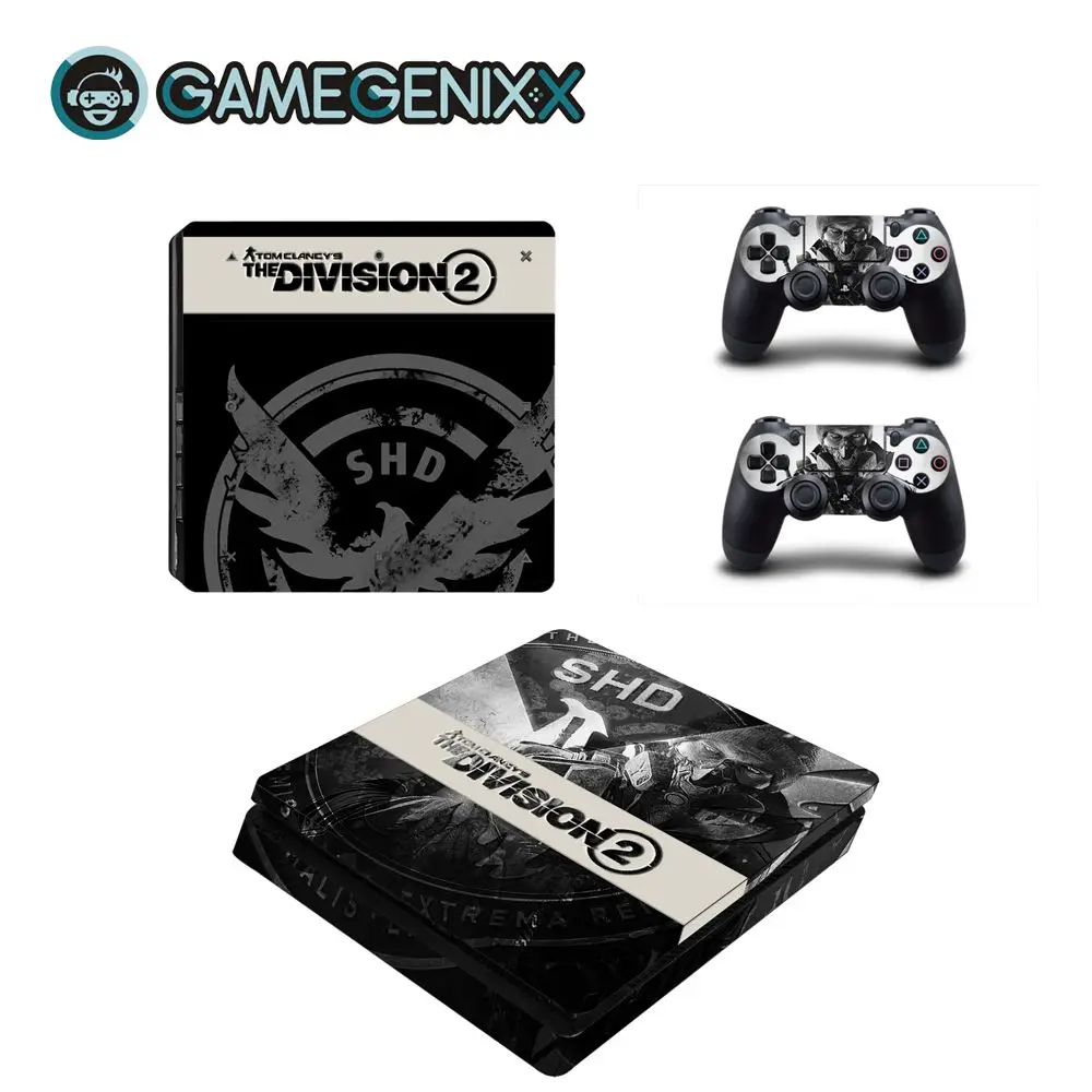 GAMEGENIXX кожаный виток винилопласта с наклейкой чехол Полный набор для PS4 Slim консоли и 2 контроллера-деление 2