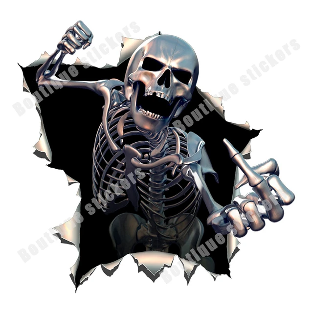 3d Skull Sticker Torn Metal Skull Decal Pvc Vinyl Sticker Suitable