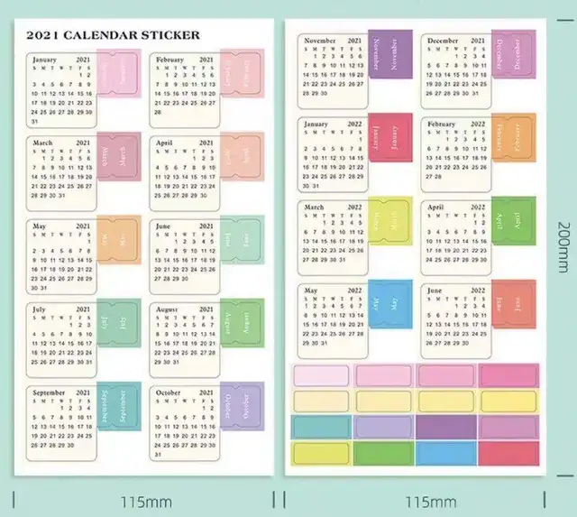 A5/A6/A7 Spiral Notebook Agenda Monthly Weekly Planner 45 Sheets Six Hole Standard Loose-Leaf Paper Office School Stationery CALENDAR STICKER