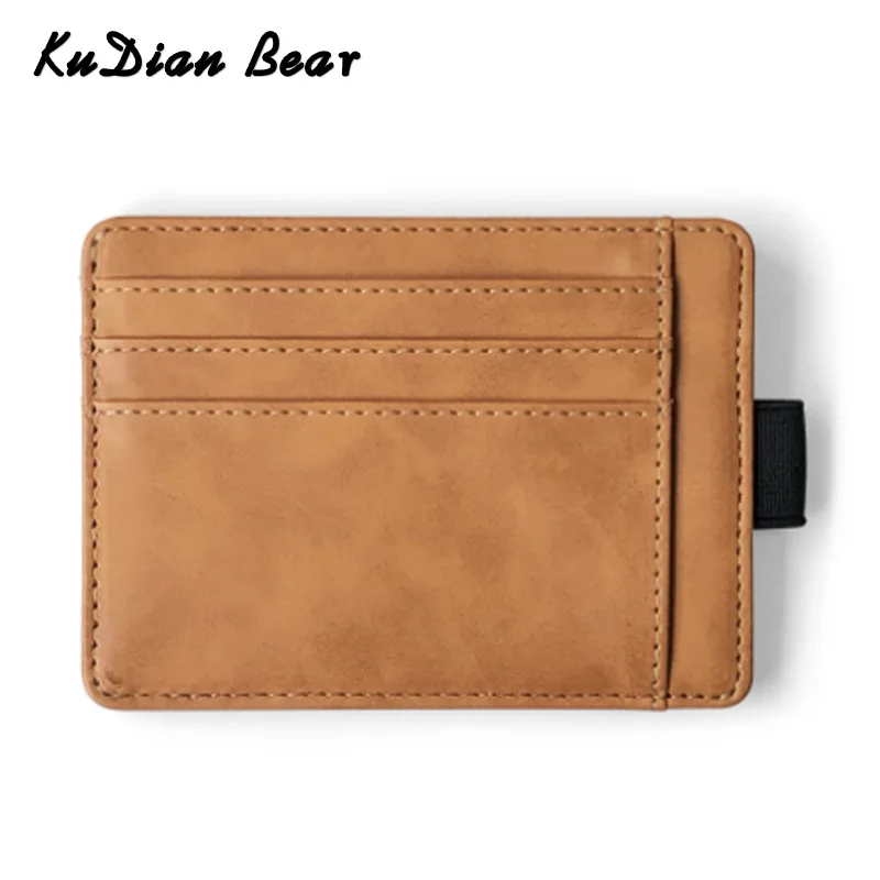 

KUDIAN BEAR Men Card Holder PU Leather Credit Card Holder Designer Slim Wallet Short Minimalist Coin Purse Organizer BIH112 PM49