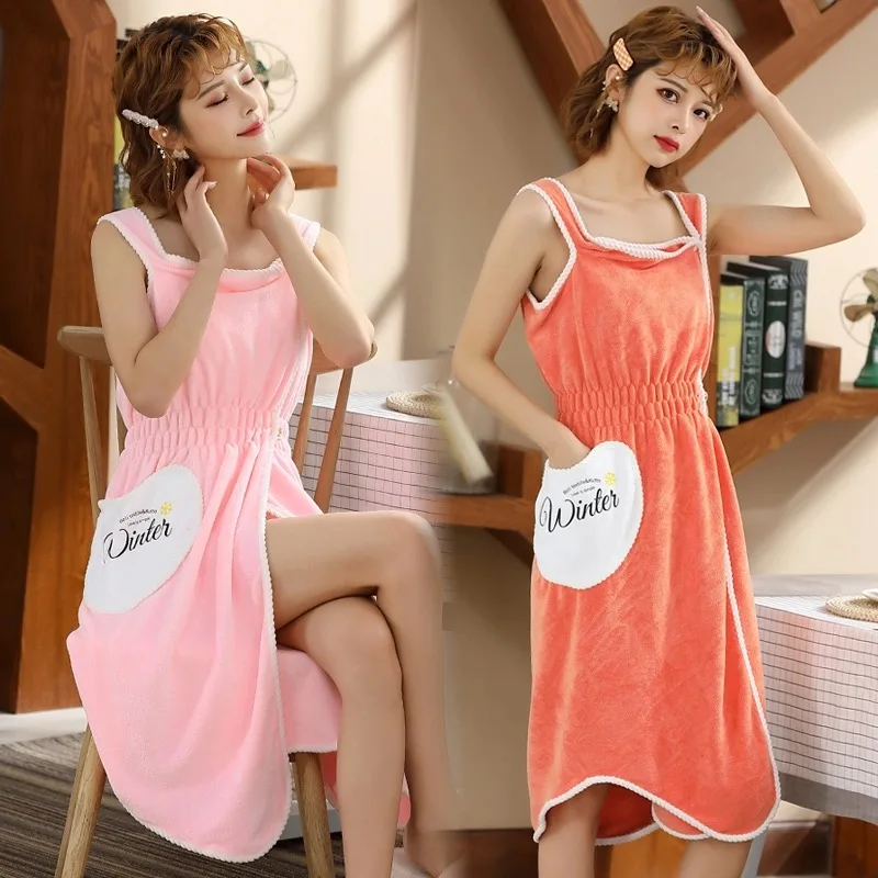 Household Wearable Bathrobes Women&rsquo;s Microfiber Soft And Skin-Friendly Absorbent Bath Towels Home Textiles Bathroom Sauna Towels
