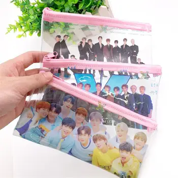 

Kpop X1 Photo Clear Pencil Pen Case Cosmetic Makeup Bag Produce x 101 Protable Coin Bag Stationery