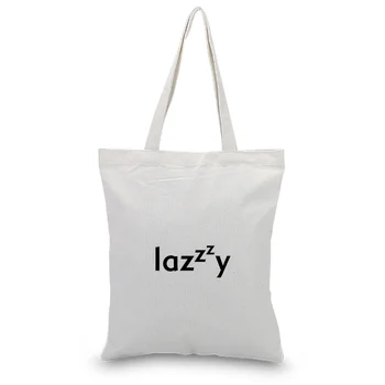 

Funny Text Pattern Canvas Tote Bag Shopping Bag Daily Use Text DIY Custom Print Logo Eco Ecologicas Reusable Recycle