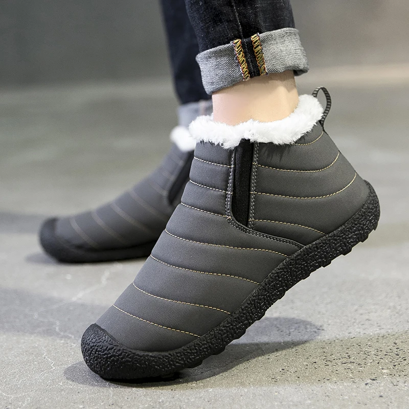 Зимние ботинки; ботильоны; унисекс; зимние ботинки; однотонные мужские ботинки с плюшевой подкладкой; нескользящая подошва; большие размеры 36-46; Водонепроницаемая Обувь