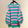 Plus Sized 6XL 110kg Spring Sweatshirts Long Sleeve Stripped Loose Large Hearted Pullover Shirts 1