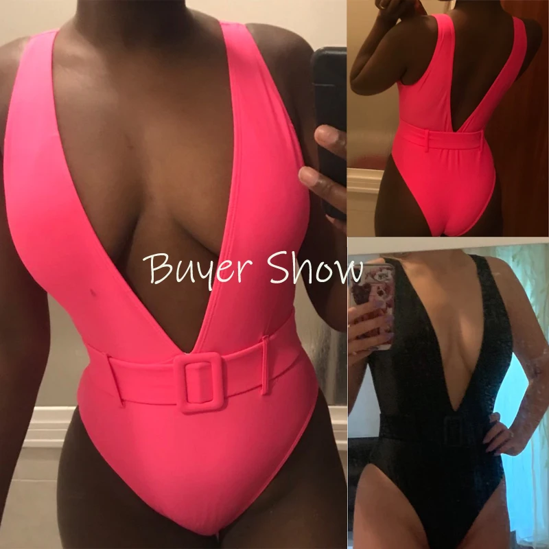 Сексуальное бикини с глубоким v образным вырезом 2019 Mujer Цельный купальник