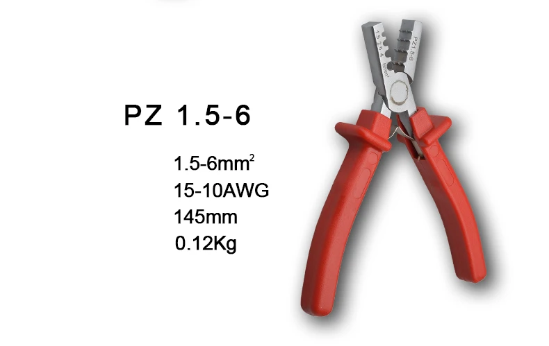 

pz1.5-6 germany style small crimping pliers for insulated and non-insulated ferrules terminals clamp hand tools pz 0.5-16