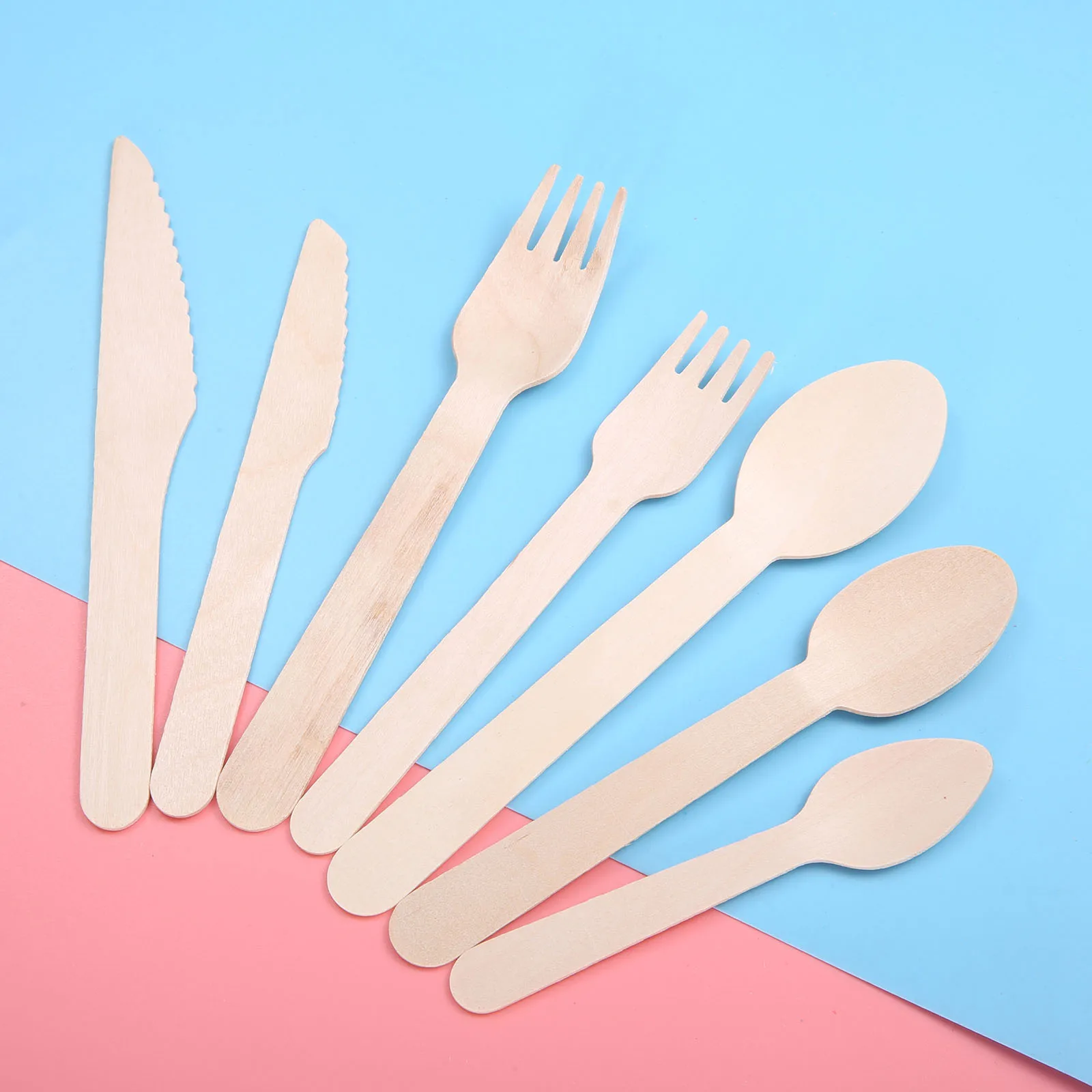 50pcs/150pcs Disposable Wooden Cutlery Forks/Spoons/Cutters Packing 16cm Knives Party Supplies Kitchen Utensil Dessert Tableware