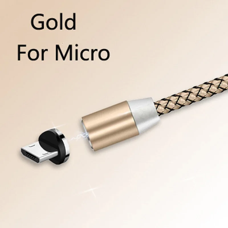 1M 360 Degree Rotate Magnetic Micro Cable For iPhone Samsung Huawei Mate 20 30 Xiaomi Phone Charging USB Type C Cable Wire Cord - Цвет: Gold For Micro