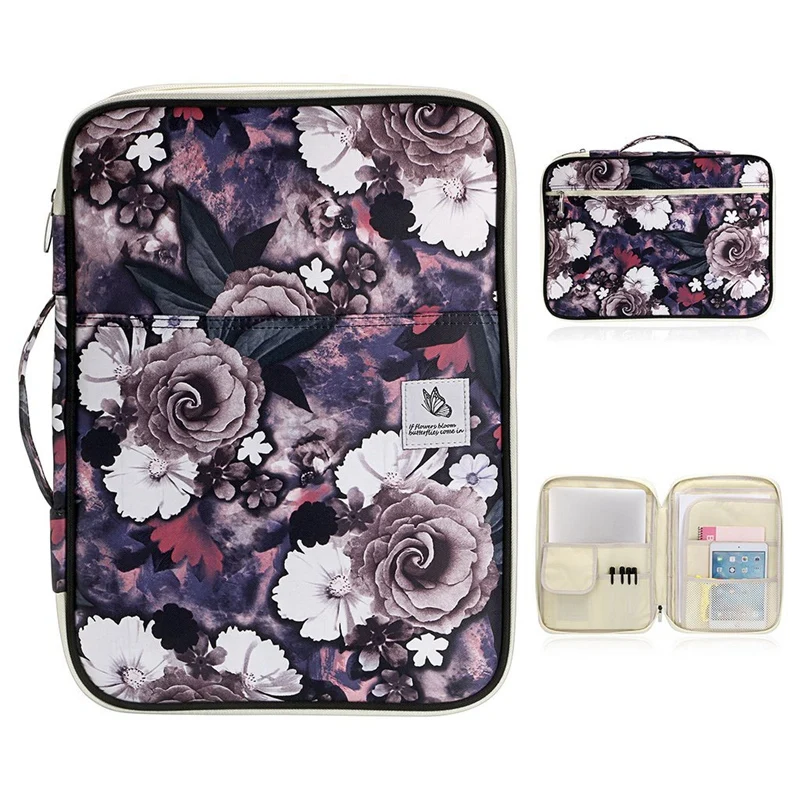 

Multi-Function A4 File Bag Waterproof Travel Office Zipper Storage Bag Suitable for Notebook, Pen, File Storage