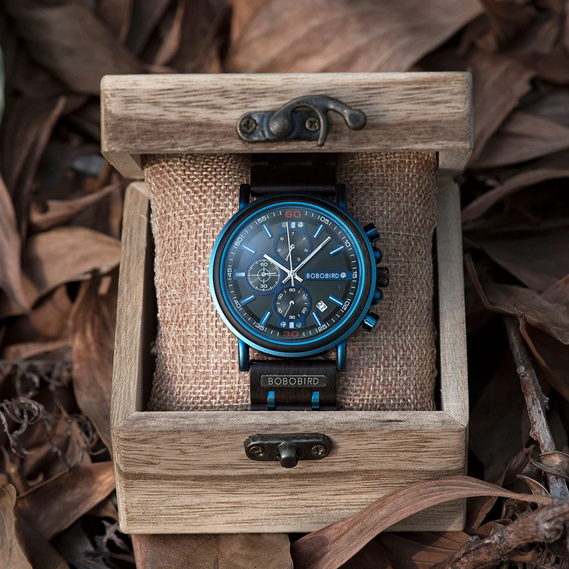 BOBO BIRD Mens Watch Customized Logo for Engrave Your Personalized Logo As Gift With Wooden Box Father's Day Gift reloj hombre