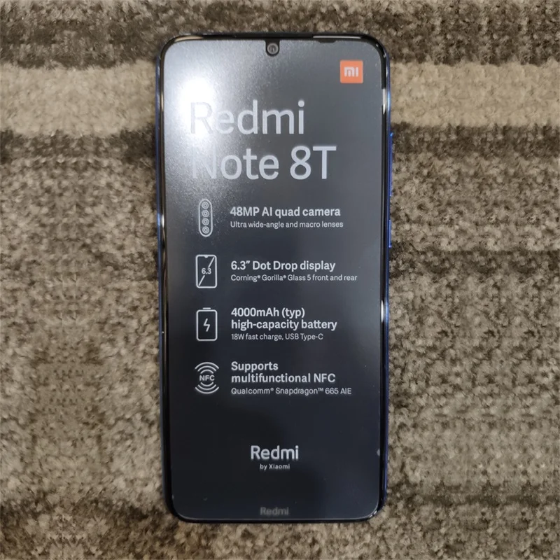 Смартфон Xiaomi Redmi Note 8T с глобальной версией, 4 ГБ, 64 ГБ, 48мп, четырехъярусная камера, 4000 мАч, большая батарея, Snapdragon 665, Поддержка NFC телефона