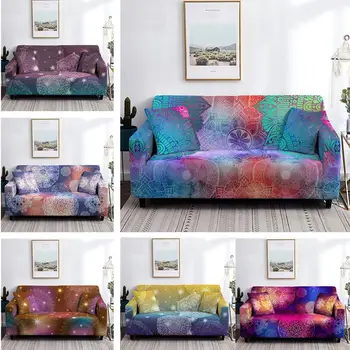 

1/2/3/4 Seater Starry Mandala Sofa Cover Stretch Slip-resistant Elastic Sofa Covers Full Couch Cover Sofa Towel Furniture Decor