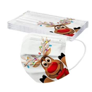 

10pc Adult Women Man Masks 3ply Disposable Face Mask Festival New Year Christmas Mouth Mask One Time