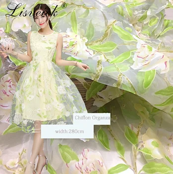 

1meter new chiffon organza printed flower lace fabric diy dress skirt clothing fabric