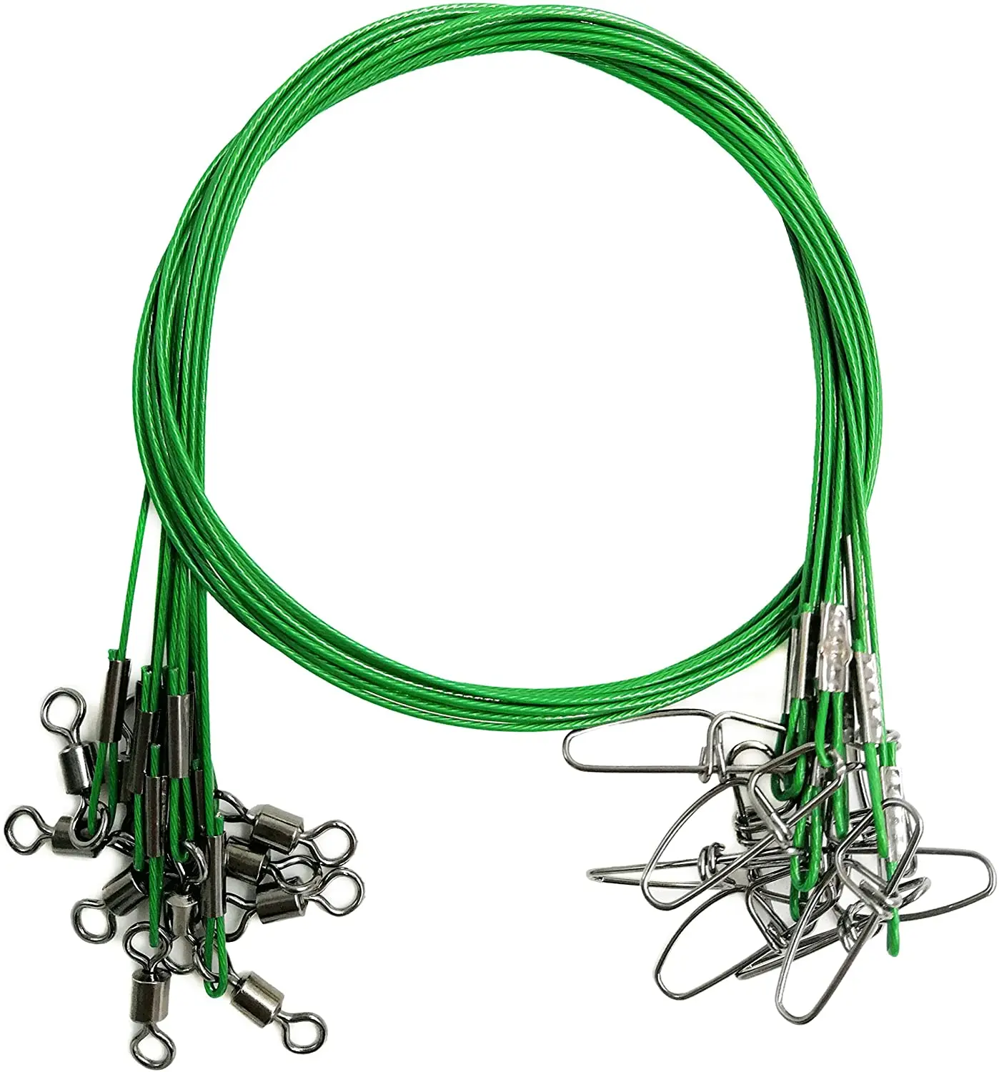 20PCS Anti Bite Steel Fishing Line Steel Wire Leader With Swivel Fishing Accessory Lead Core Leash Fishing Wire 15CM-40CM