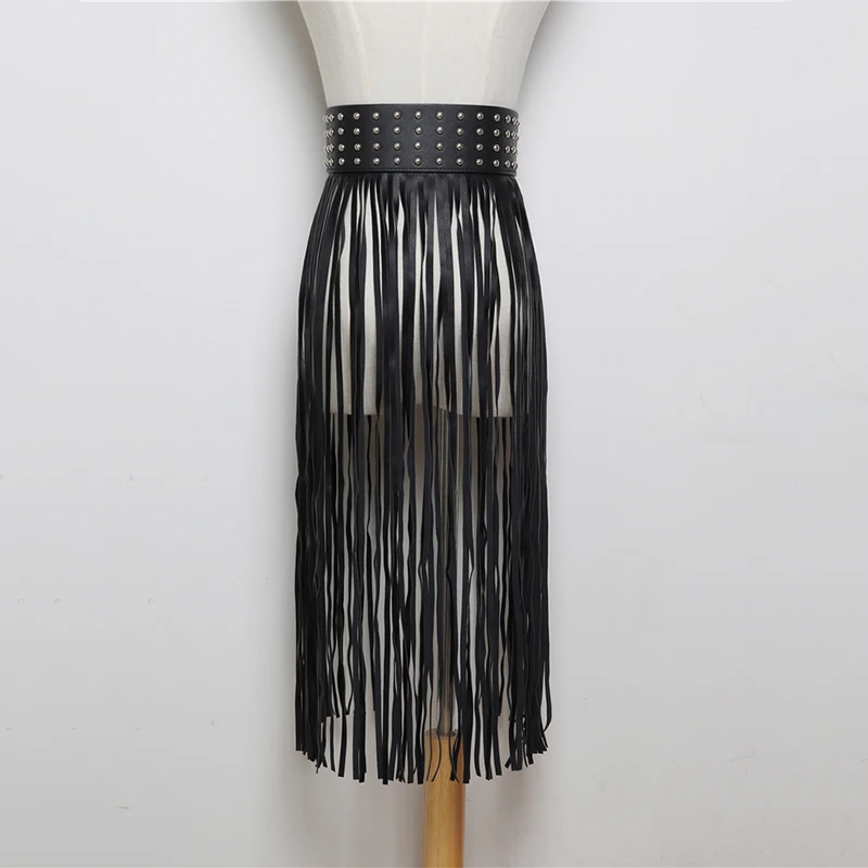 Black fringe belt