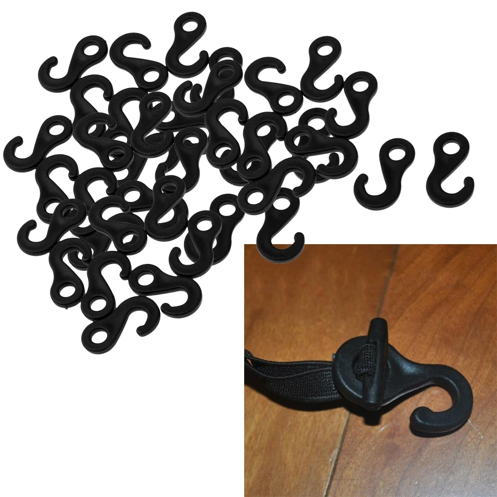 100x Plastic Shock Bungee Cord Karabiner Hooks Elastic Cord Rope End Buckles