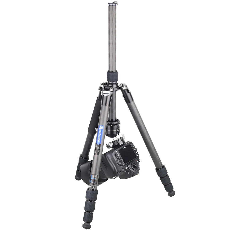 AS70C Professional Carbon Fiber Tripod for DSLR Camera with Low Profile Ball Head Monopod 10 Layers Tube Short Center Column