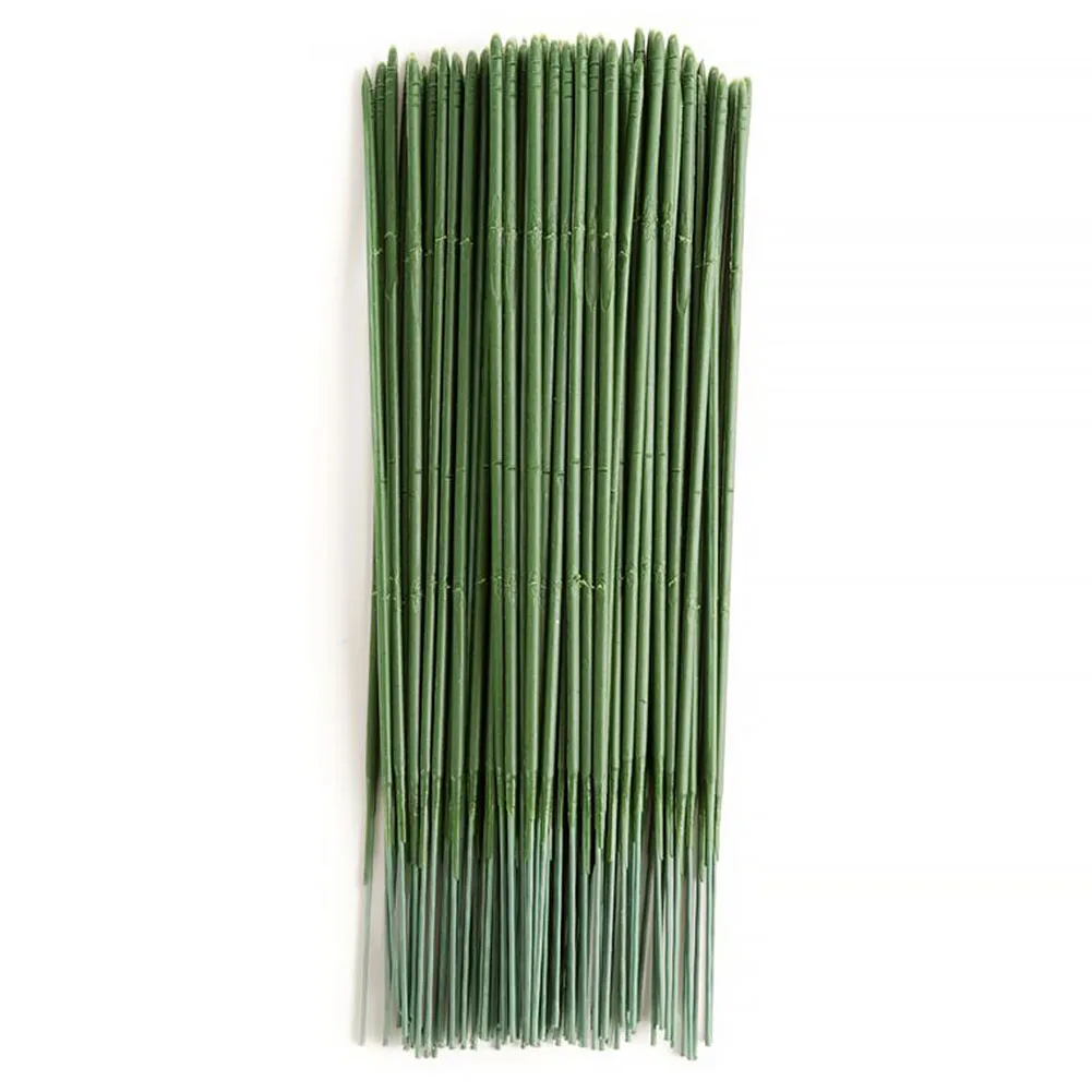 100 Pcs Potted Artificial Plant Stem Wire Plastic Flower Rod Gardening Decoration