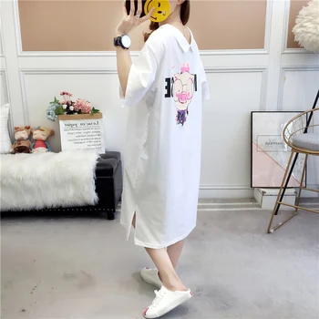 

Polo dress 2020 new summer large size over-the-knee t-shirt skirt loose and thin casual skirt student Korean female
