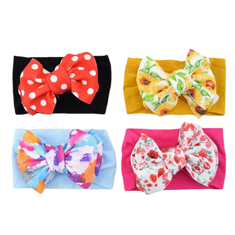 Повязка на голову с большим бантом для новорожденных девочек Мягкие эластичные