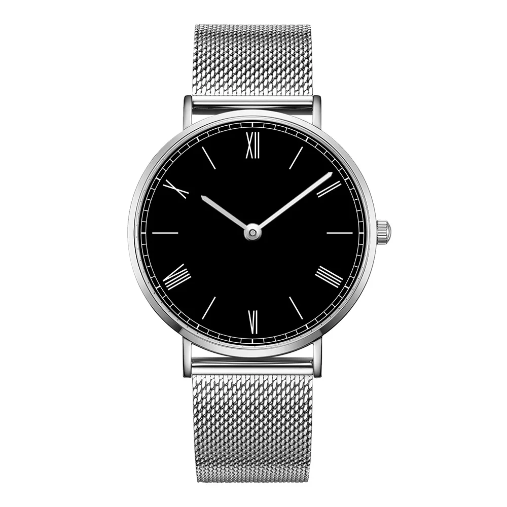 Мужские часы, люксовый бренд, минималистичные наручные часы, водонепроницаемые мужские часы с черной сеткой из нержавеющей стали, аналог 40 мм, Relogio Masculino