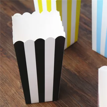 

36pcs Popcorn box colorful chevron stripes dot Gold Gift Box Party Favour Wedding Pop corn kid party decoration bags loot pink