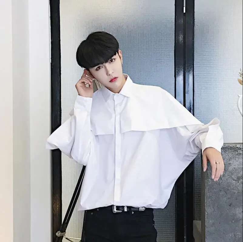 SHENGYUJIN Autumn Japanese Harajuku style personality shirt male loose literary simple dark Sen casual shirt hair stylist tide