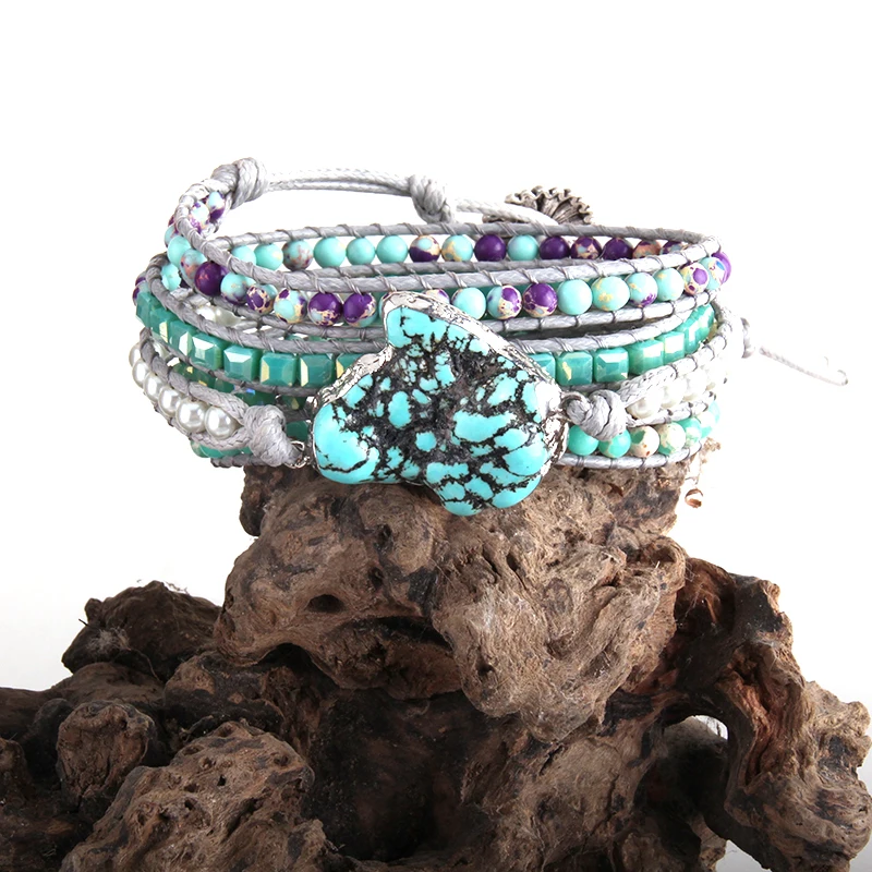 RH Fashion Women Armbander Beaded bracelet Handmade Mixed Crystal Stone Gray Thread 5 Strands Wrap Bracelets DropShippers | Украшения и