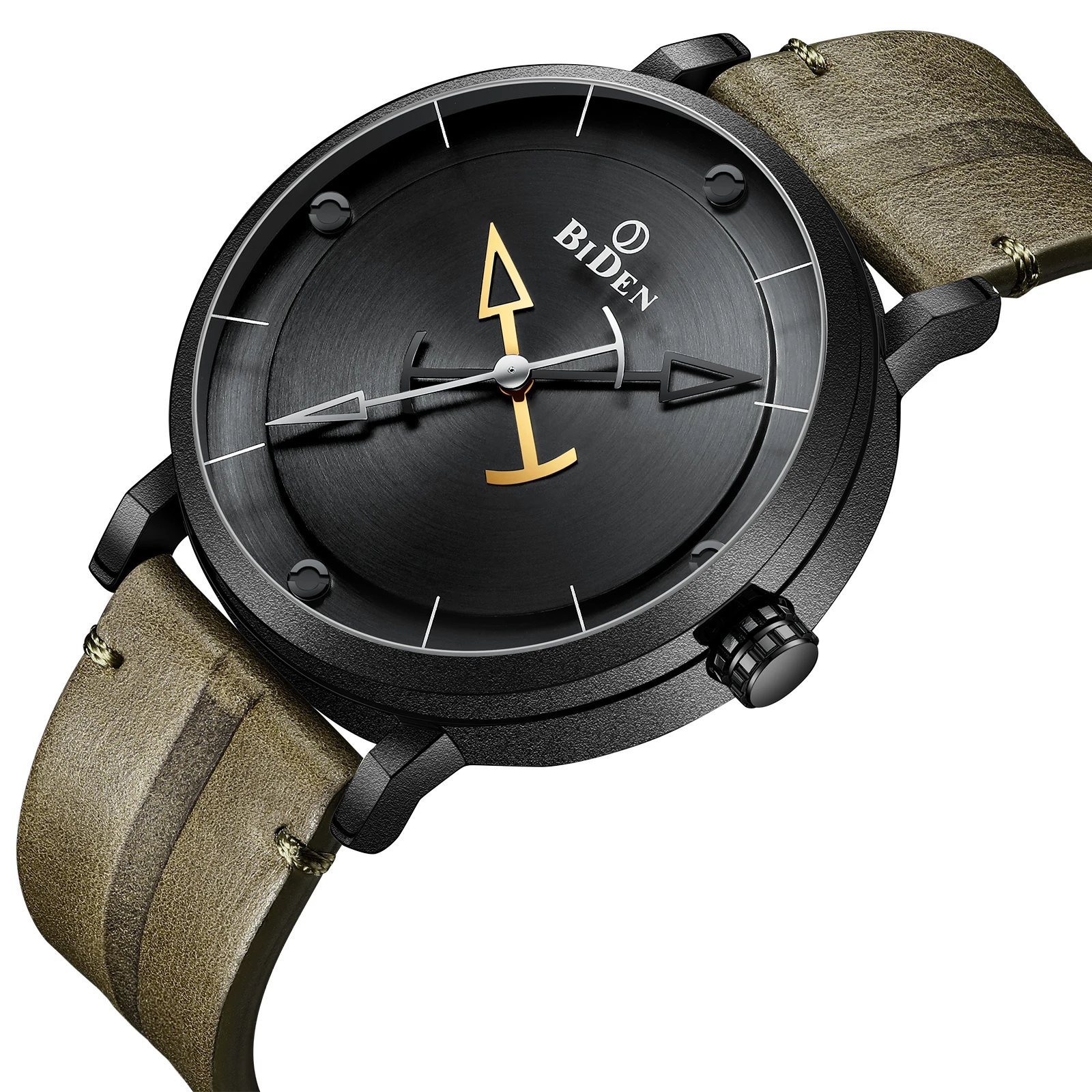 

BIDEN New Arrival Men Watches Casual Male Quartz Sport WristWatch Waterproof Leather Strap Creative Dial Top Brand Fashion Clock