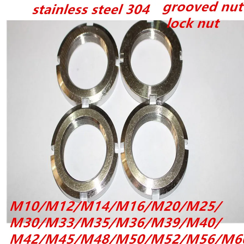 

1-5pcs/lot M10*1/M12*1.25/M14*1.5/M16*1.5/M20*1.5/M22*1.5/M24*1.5/M25*1.5-M60*2 stainless steel 304 grooved nut lock nut 742