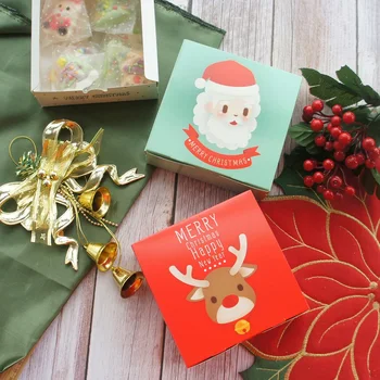 

10pcs Merry Christmas Santa Claus Paper Box Cookie Christmas Birthday Party Gifts Packaging Gift Bag Boxes Packaging