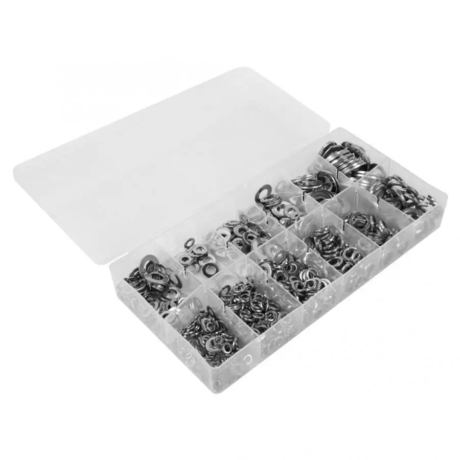 790Pcs Washer Stainless Steel Round Flat/Spring Washer Assortment Kit rondella for Multiple Purpose