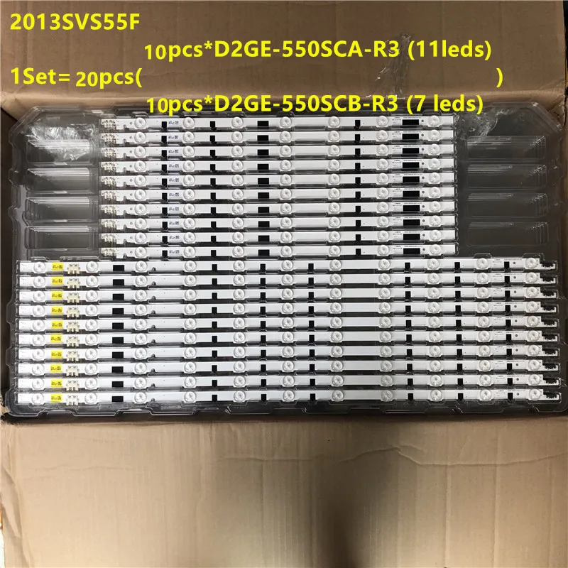 20pcs LED strip 11+7Leds For Samsung 55 inch TV UA55F6400 UA55F6800 2013SVS55F D2GE-550SCB-R3 D2GE-550SCA-R3 UN55F6800 UE55F6170 | Лампы и
